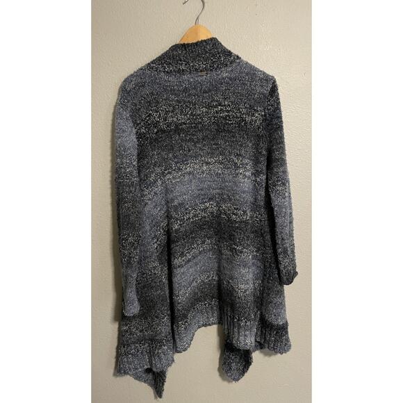 PrAna Womens Cardigan Large Blue Gray Wool Blend Open Front Duster Boho Cozy - Picture 2 of 7